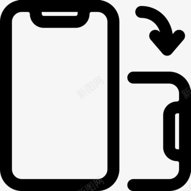 智能手机电话和手机1线性图标图标