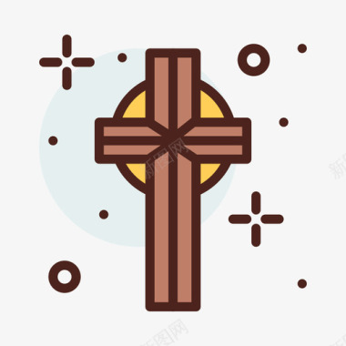 十字架工艺美术6线颜色图标图标