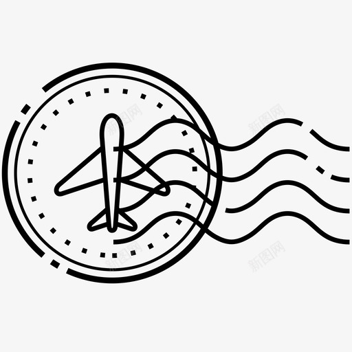 航空信邮戳复古图标svg_新图网 https://ixintu.com 复古 标记 航空信 边界 邮戳 飞机