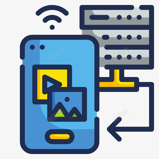 移动大数据82线性彩色图标svg_新图网 https://ixintu.com 大数据82 移动 线性彩色