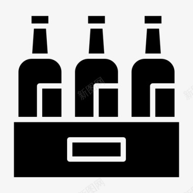 瓶子53号酒吧固体图标图标