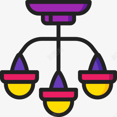 吊灯照明5线性颜色图标图标