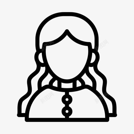 女孩化身卷发图标svg_新图网 https://ixintu.com 化身 卷发 女孩 用户 长发