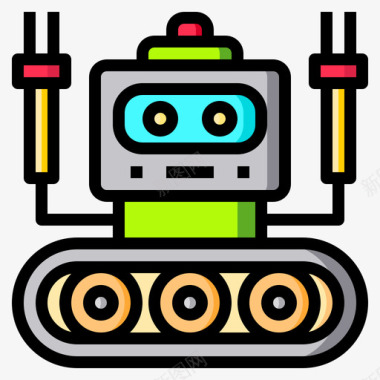 机器人人工智能100线性彩色图标图标