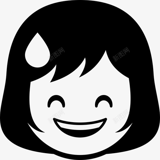 汗笑表情脸图标svg_新图网 https://ixintu.com 女孩 汗笑 符号 表情
