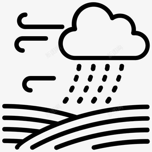 云和风大雨暴雨图标svg_新图网 https://ixintu.com 云和风 农田线景观 多雨天气 多雨气候 大雨 暴雨
