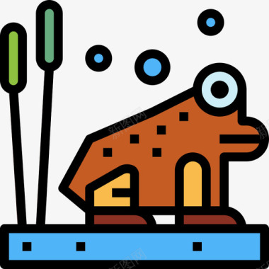 青蛙水族馆3线形颜色图标图标
