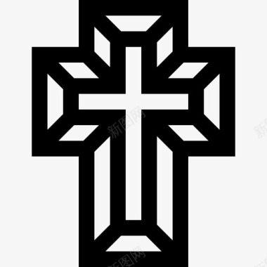 十字架复活节第6天直线形图标图标