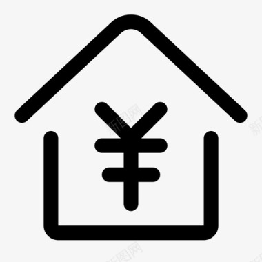 卖房 人民币 房子 线性图标