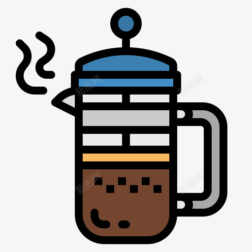 法式印刷机咖啡机4线性颜色图标svg_新图网 https://ixintu.com 印刷机 咖啡机 法式 线性 颜色
