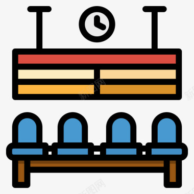 座位公共交通17线性颜色图标图标