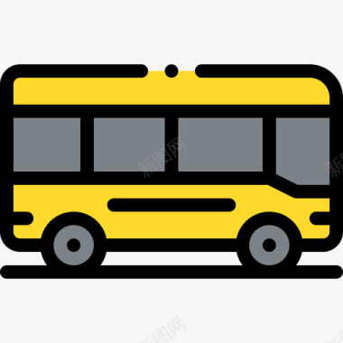 公共汽车城市生活39线性颜色图标图标