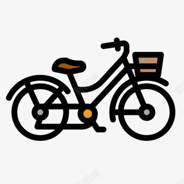 自行车城市公园26线性颜色图标图标