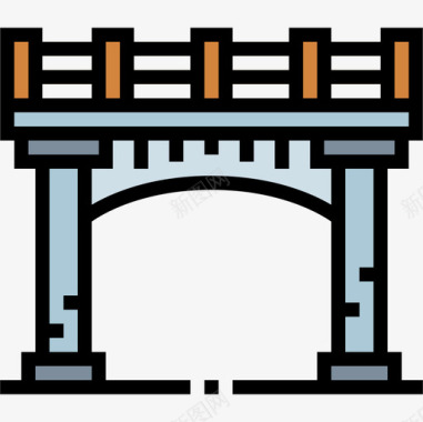 桥建筑46线条色彩图标图标
