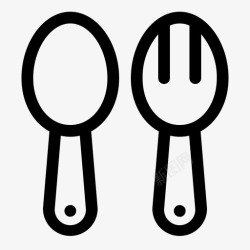 汤匙的轮廓汤匙和叉子可爱孩子图标高清图片