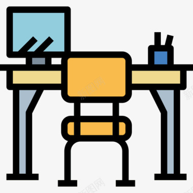 书桌大学33线性颜色图标图标