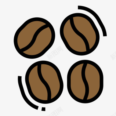 咖啡豆咖啡84线形颜色图标图标