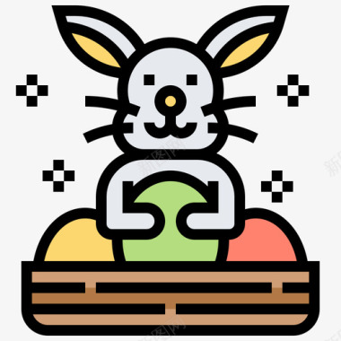 兔子复活节46线形颜色图标图标