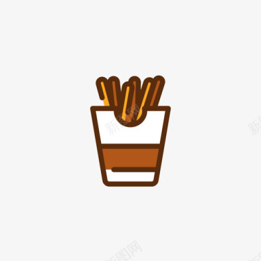 炸薯条烧烤和烧烤2线性颜色图标图标