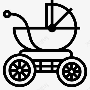 婴儿推车儿童玩具3线性图标图标