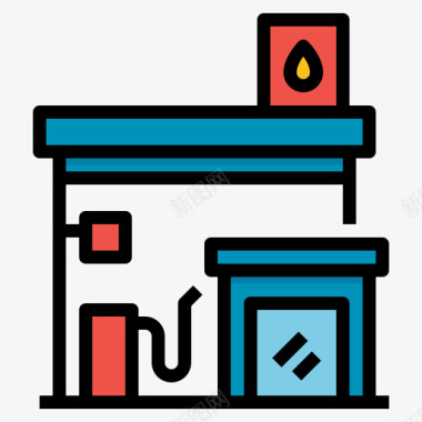 加油站石油4线颜色图标图标