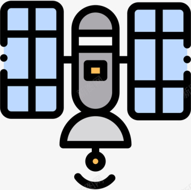 卫星互联网和技术7线性颜色图标图标
