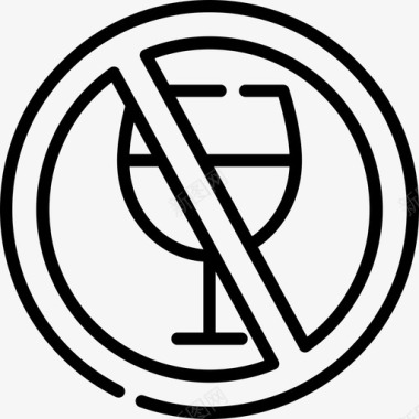 禁止饮酒禁止信号7线性图标图标