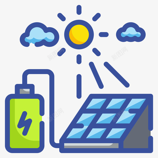 太阳能电池创新可再生能源2线性颜色图标svg_新图网 https://ixintu.com 创新可再生能源2 太阳能电池 线性颜色
