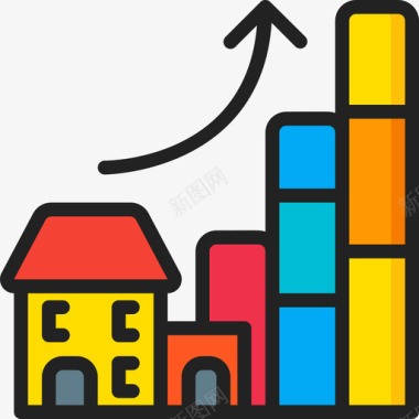 住房价格城镇规划2线性颜色图标图标