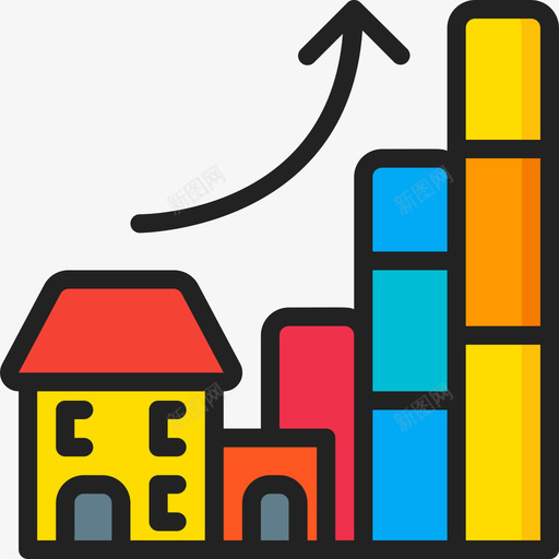 住房价格城镇规划2线性颜色图标svg_新图网 https://ixintu.com 住房价格 城镇规划2 线性颜色