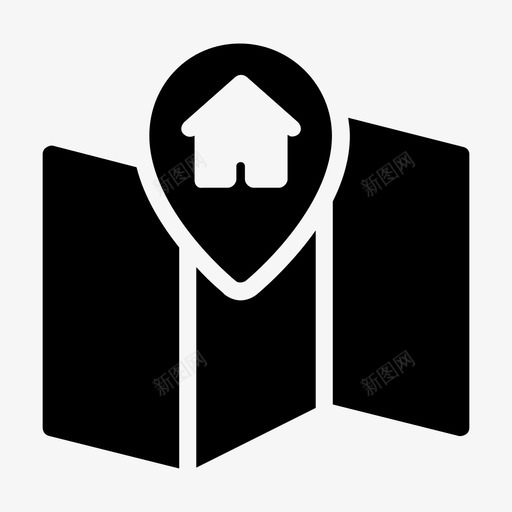 住宅位置房屋地图图标svg_新图网 https://ixintu.com 位置 住宅 图钉 地图 房屋 标志 标记 流线 物流