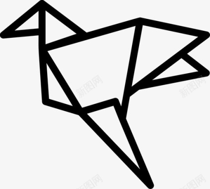 鸟折纸3线状图标图标