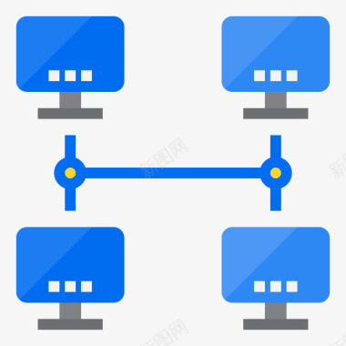 网络计算机和网络平面图标图标