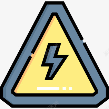 电气危险标志电工工具和元件10线颜色图标图标