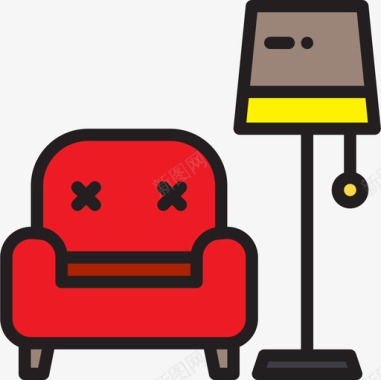 扶手椅家装28线性颜色图标图标
