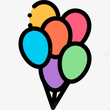气球世界骄傲日11线性颜色图标图标