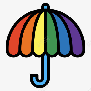 伞lgbt4线型颜色图标图标
