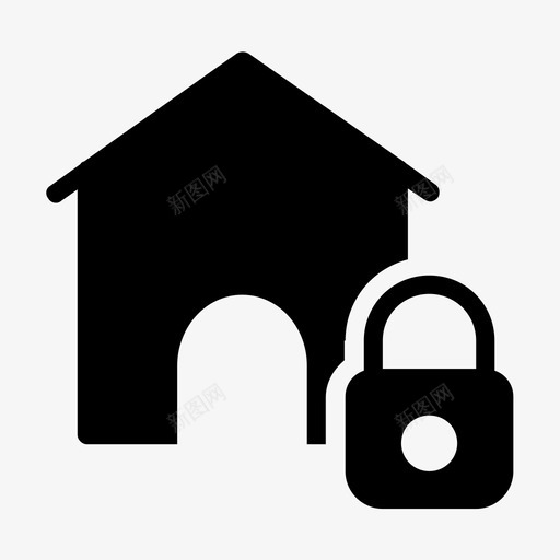 安全屋建筑家图标svg_新图网 https://ixintu.com 安全屋 家 建筑 物流线标志 私人 锁