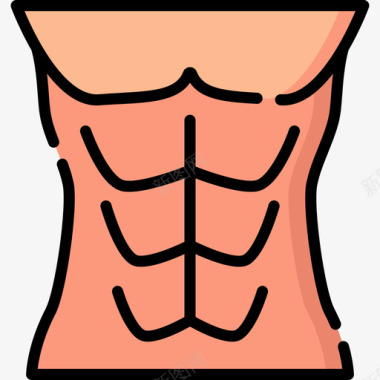 腹肌人体5线条颜色图标图标