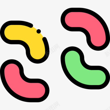 果冻豆甜点和糖果6线性颜色图标图标