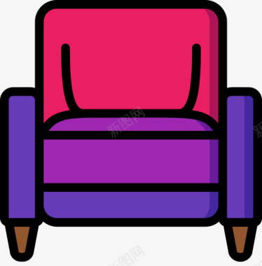 扶手椅办公家具2线性颜色图标图标