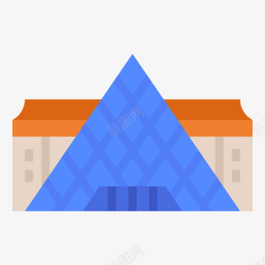 卢浮宫金字塔35号地标平坦图标图标