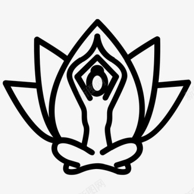 瑜伽莲花位置冥想符号图标图标
