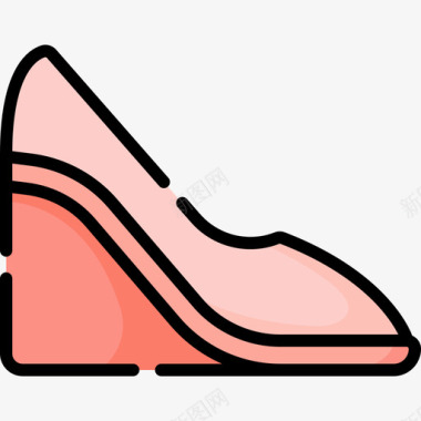 楔形物鞋26线性颜色图标图标