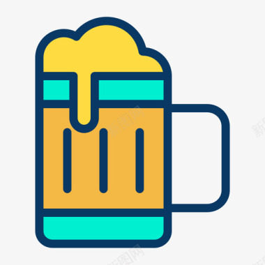 啤酒51号酒吧线性颜色图标图标