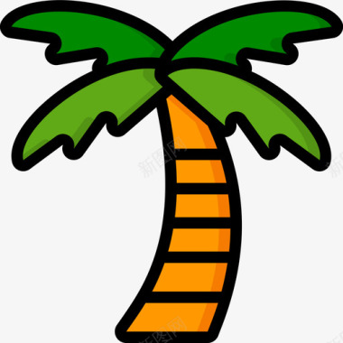 棕榈树印度46线形颜色图标图标