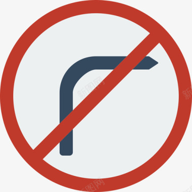 禁止右转英国路标3号平坦图标图标