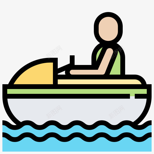 摩托艇水上乐园21线性颜色图标svg_新图网 https://ixintu.com 摩托艇 水上乐园21 线性颜色