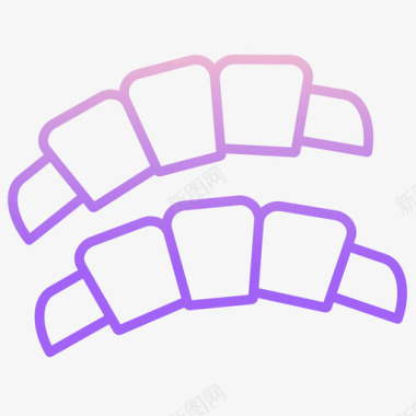牛角面包咖啡图标2轮廓渐变图标