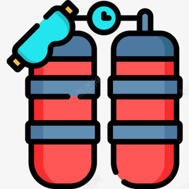 氧气罐探险42线性颜色图标图标